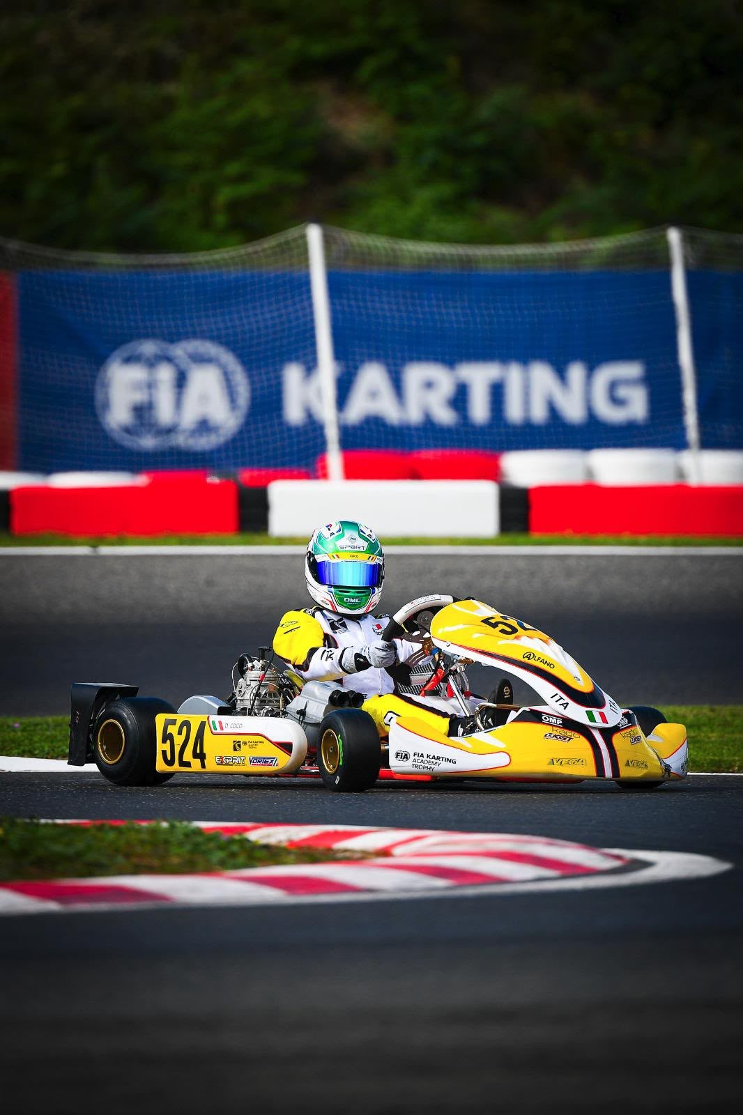 Sotto lo striscione FIA Karting