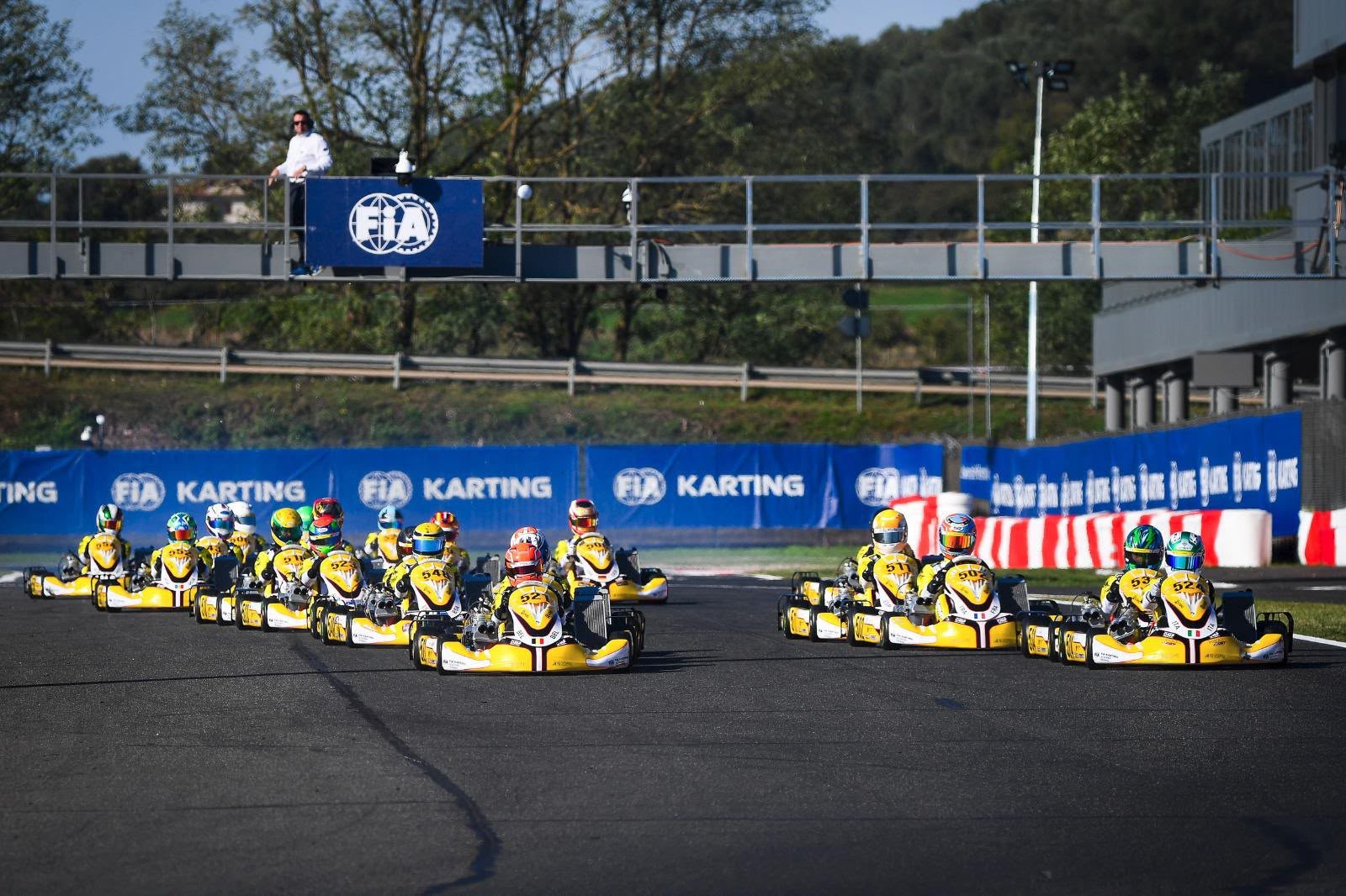 FIA Karting Academy Trophy start: Domenico in #524, front row on the right